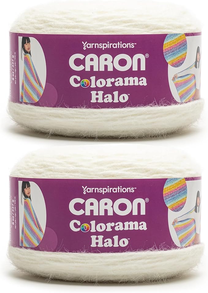 Caron Colorama Halo Striped - 2 Pack of 481 Yards/8 oz Cream 71% Acrylic 18% Nylon 11% Polyester Yarn