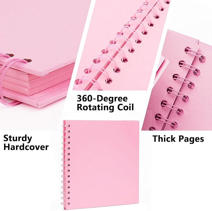 10X10 Inch DIY Scrapbook Photo Album, Kraft Blank Paper Scrap Book 40 Pages Memory Book for Wedding Family, Pink