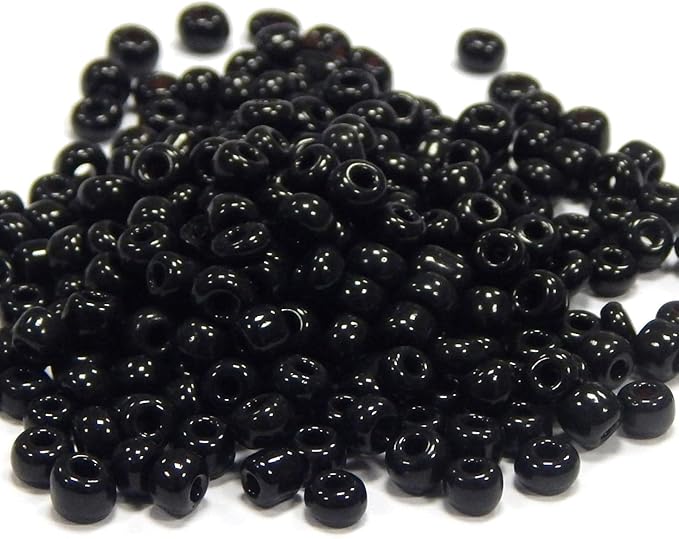 Perlin Glass Seed Beads 4mm 6/0 Round 1100pcs Mini Small Pony Spacer Beads Kit for Jewelry Making Earrings Bracelets Pendants Waist DIY Handmade (Black Opaque)