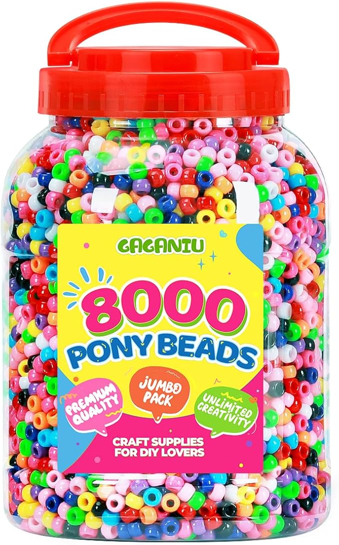 8000 pcs pony beads bulk for bracelet multi-colored making beads for hair braiding diy crafts kandi jewelry key chains and ornaments decorations boxed