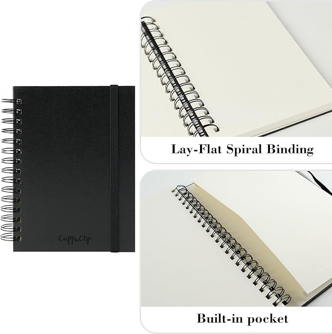 CuppaClip Sketch Book Hardcover Drawing Pad 300GSM Acid-Free Paper Spiral Bound Sketchbook 50 Sheets/100 Pages Art Supplies (Spiral Binding, 8.3x11.8in)