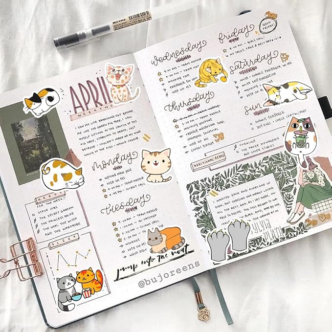 50Pcs Waterproof Vintage Stickers,Scrapbooking Supplies Kit,Aesthetic Decorative Craft Sticker for Planner, Bullet Journaling, Junk Journal, Water Bottles, Laptop, Retro Craft.Big Cat