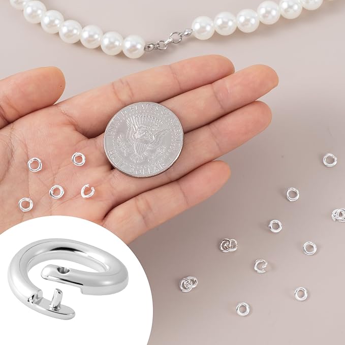 25 Pcs Silver Jump Ring for Jewelry Making, OD 7.5mm ID 4.8mm Locking Jump Rings, Jump Rings for Charms, Necklace, Pendants, Bracelet, Keychain, Jewelry Making (Silver)