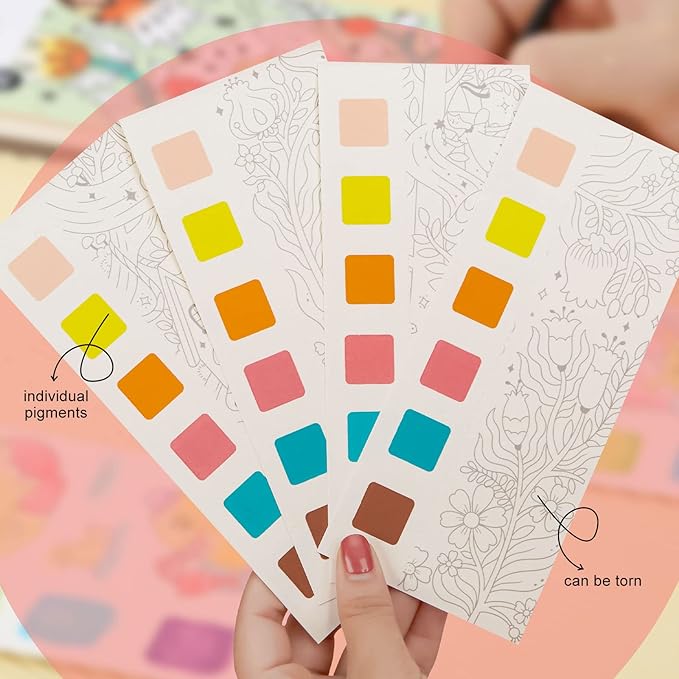Pocket Watercolor Book Set, Watercolor Painting Book,Watercolor Bookmarks for Kids, Beginning, Students Painters Christmas Gifts (1PCS-A)
