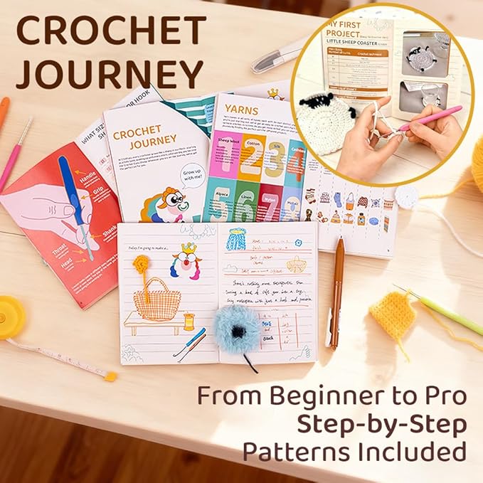 ChillFuzz Crochet Kit for Beginners 85 Piece Complete Crochet Set with Yarn, Hooks, Pattern Book – Beginner Crochet Kit for Adults & Kids with Tutorials, Christmas Gift for Craft Lovers Pink Purple