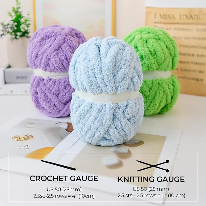 Assorted Chunky Yarn for Hand Knitting,Soft Jumbo Bulky Fluffy Chenille Yarn for Crocheting,Blanket Scarf DIY,8 Pack(28yds, 8 Ounces Each)