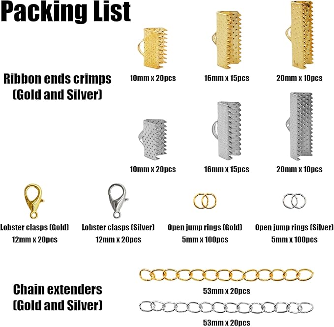 bds-home ribbon bracelet kit include ribbon ends crimps open jump rings lobster clasps and chain extenders, bookmark pinch necklace bracelet jewelry making, choker diy design