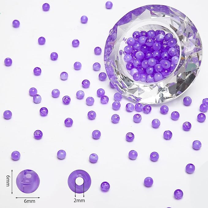 bonny boxx 1000pcs 6mm purple jade round beads, smooth acrylic balls, plastic resin gumball bubblegum chunky beads for necklace & bracelet making, crafting supplies