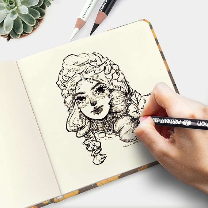 Handy Size 5 x 5 inches Sketch Book, 80GSM Acid Free Artistic Drawing Painting Writing Paper, Hardcover Cloth Cover Art Sketchbook,Journal Notebook.Pumpkin Cat