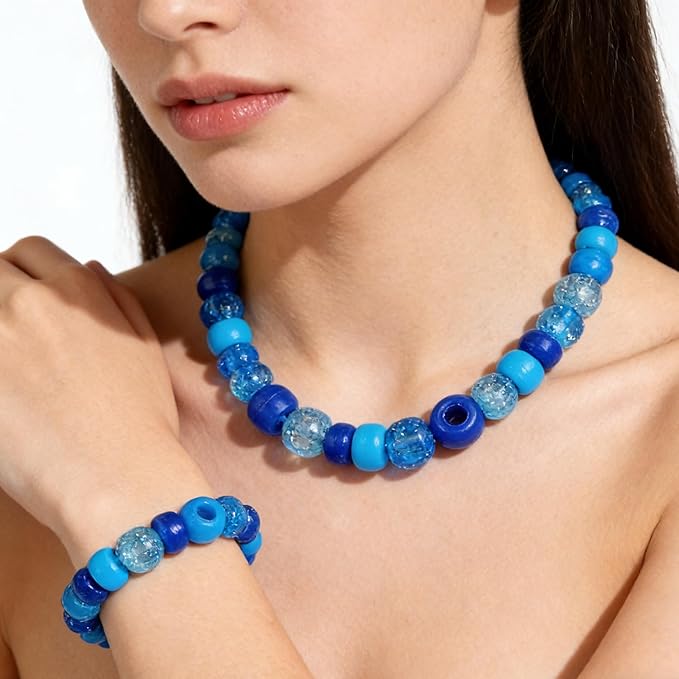 1000pcs Pony Beads, 15 Color Kandi Beads for Bracelets Making Kit, Hair Braids Crafts Jewelry Making Crafts Friendship Necklace Earrings DIY(Blue Mixed Color)