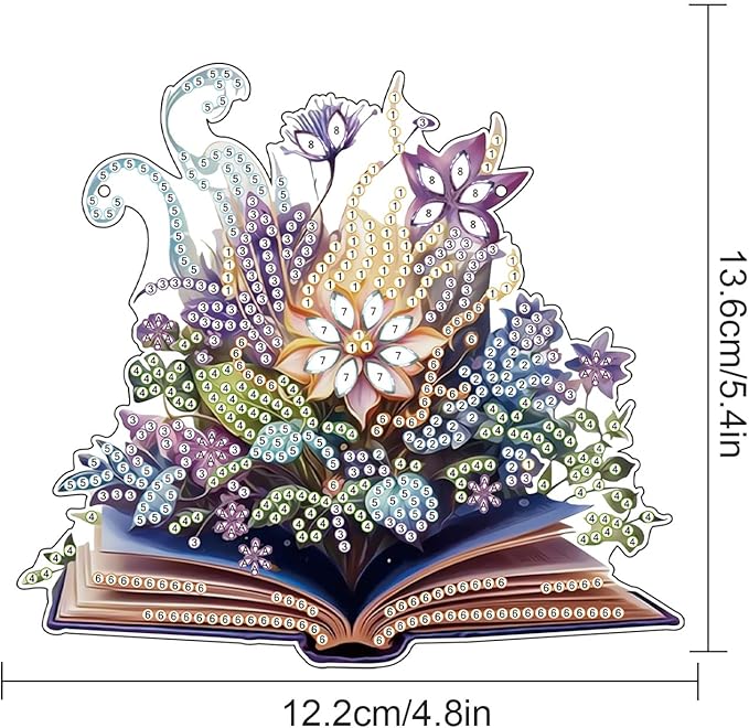 AiYuanzsh DIY 5D Diamond Art Hanging Pendant Kit – Flowers Blooming in the Book Design with Crystal Rhinestones, for Adults Door, Wall, Window, and Home Decoration