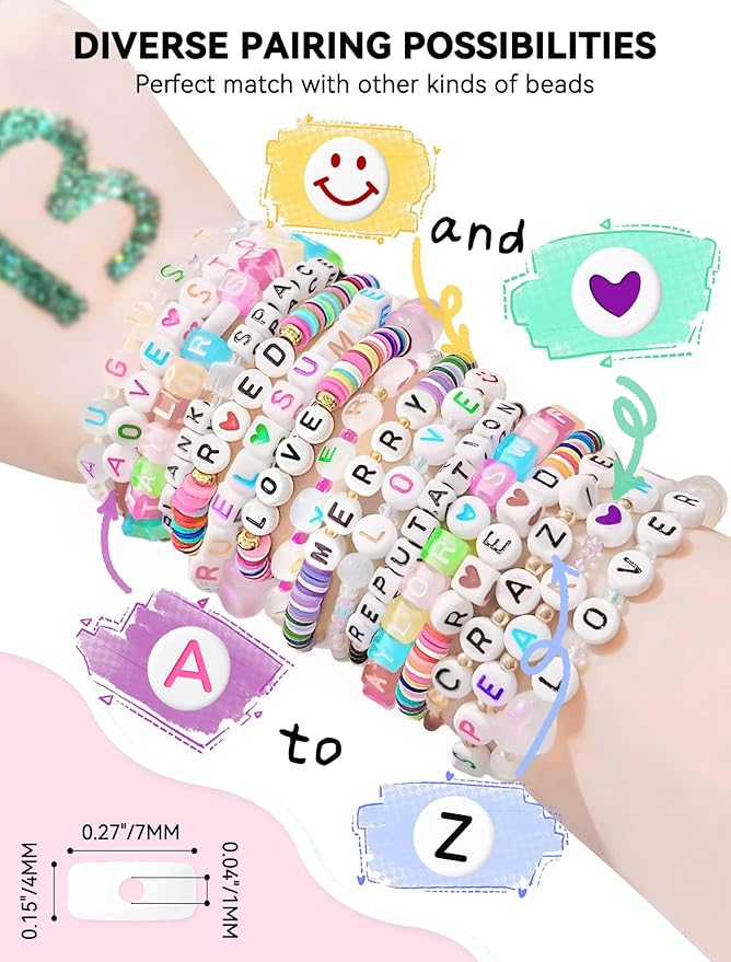 ARTDOT 1400 PCS Letter Beads for Jewelry Making Kit, 28 Styles Alphabet Beads for Friendship Bracelets Assorted Preppy Beads with Storage Case