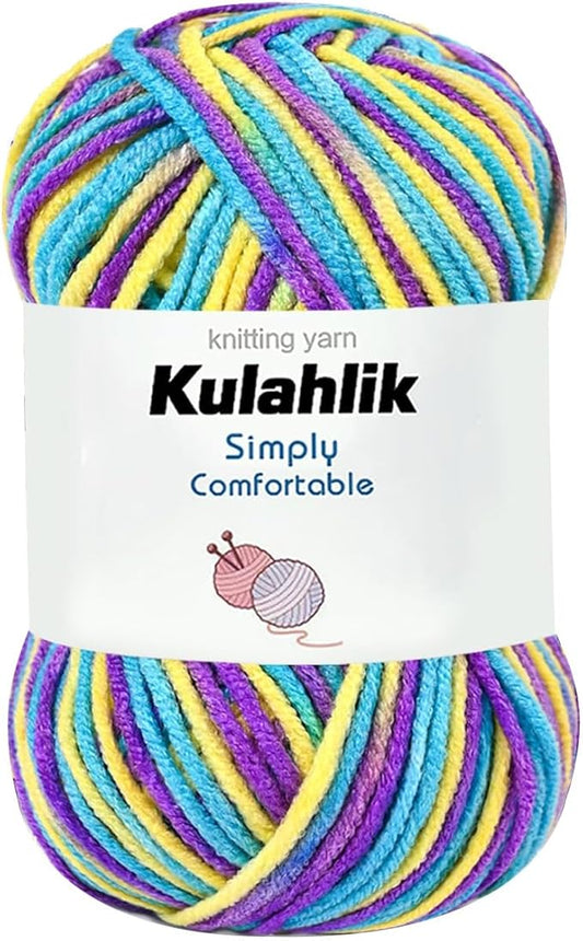 50g(1x50g) Acrylic Yarn for Crocheting and Knitting, Colorful Gradient Yarn Thread, 1 Rolls Skeins, Multicolor Hilo Acrílico, Perfect for DIY Crafts Project