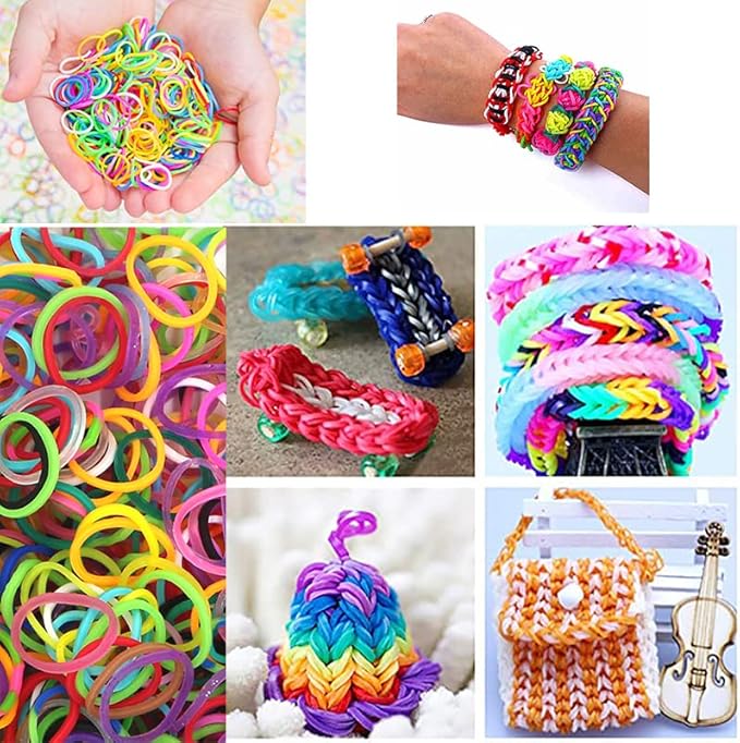 6000-Pack Rubber Loom Bands Making Kit,50PCS S-Clips10-Hooks,Colorful Rubber Bands Refill Kits for Weaving DIY Crafting Gift (Green)