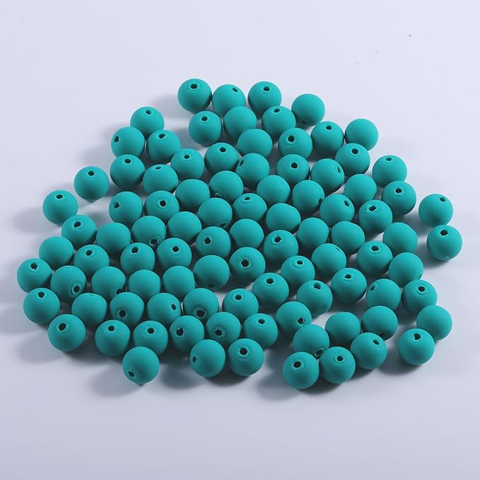 200Pcs Dark Green Clay Beads for Bracelets Making, 8mm Round Beads for DIY Necklace Earring Making Kit