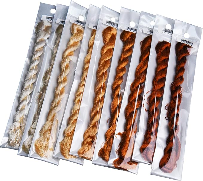 Natural 100% Silk Thread, Handmade Embroidery Thread Silk Floss 9 Colors 110m Each (46)