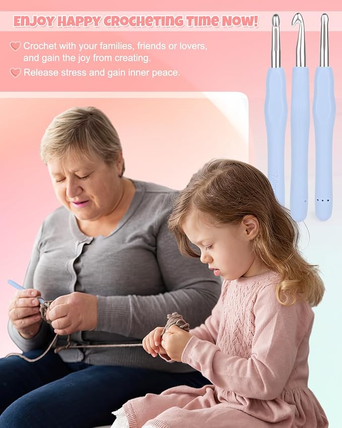 Aeelike Large Crochet Hooks Set Including Ergonomic Crochet Hooks (6.0mm-12.0mm) & Huge Crocheting Needles with Crystal Design (12.0mm-25.0mm) for Blanket Chunky Yarn