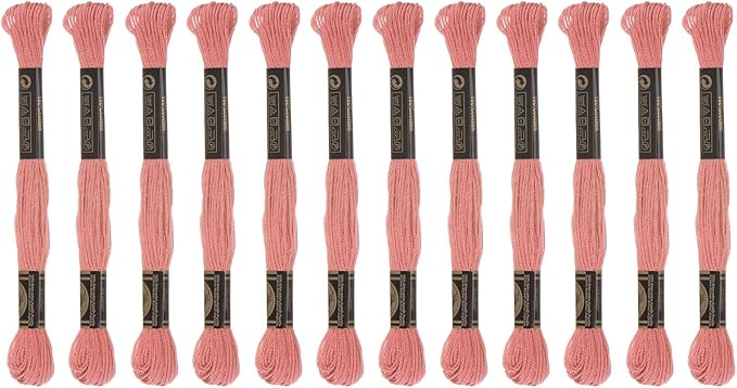HARFINGTON 12 Skeins Embroidery Floss 8.75yds(8m) Egyptian Long-Staple Cotton Cross Stitch Thread for Sewing DIY Bracelet Yarn String and Crafts, Tea Rose(6021)