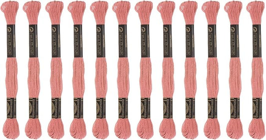 HARFINGTON 12 Skeins Embroidery Floss 8.75yds(8m) Egyptian Long-Staple Cotton Cross Stitch Thread for Sewing DIY Bracelet Yarn String and Crafts, Tea Rose(6021)