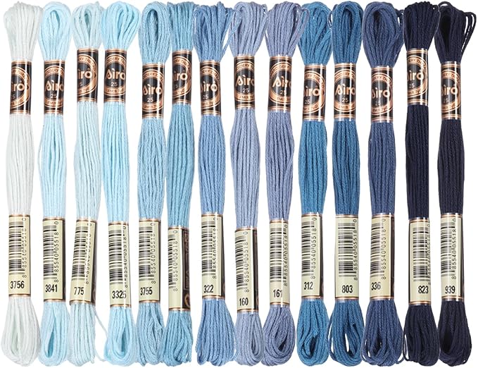 PATIKIL 14 Skeins Embroidery Floss, Polyester Embroidery Threads Bracelets String for Cross-Stitch Hand Embroidery, Multicolored Blue