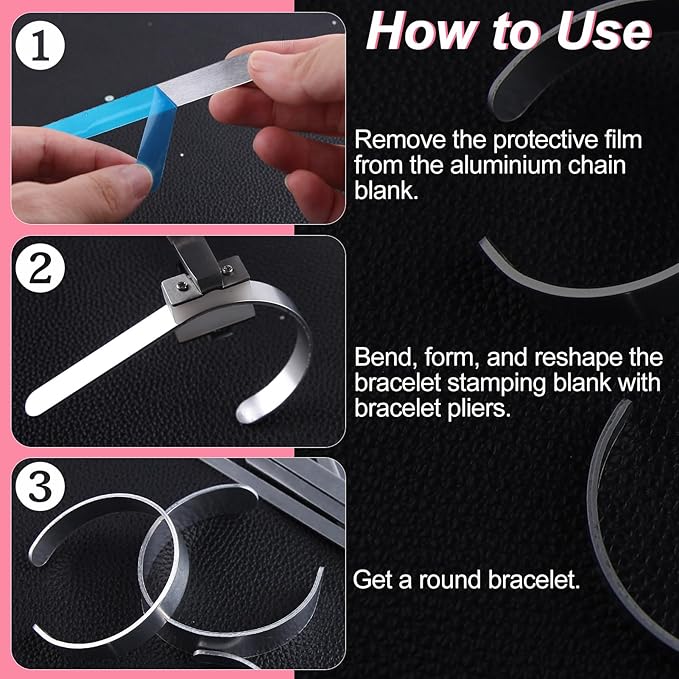 Bracelet Bending Pliers Kit with 9 Aluminum Blanks, Bracelet Bender for Making Cuffs, Metal Stamping