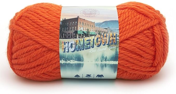 Lion Brand Yarn Hometown Yarn, Super-Bulky Yarn for Knitting, Crocheting, and Crafting, 1 Pack, Syracuse Orange