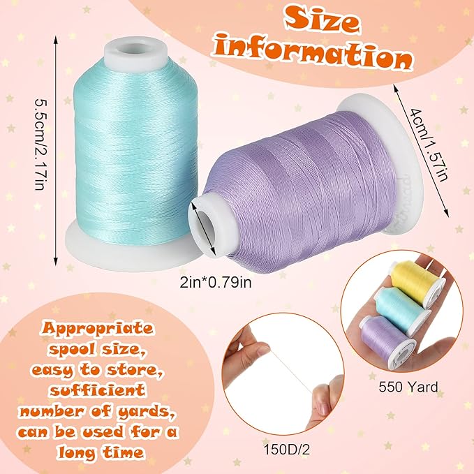 12 Colors Glow in The Dark Embroidery Thread Colorful Luminary Polyester Machine Accessories 550 Yard Sewing Thread for Embroidery Quilting Sewing Decorations