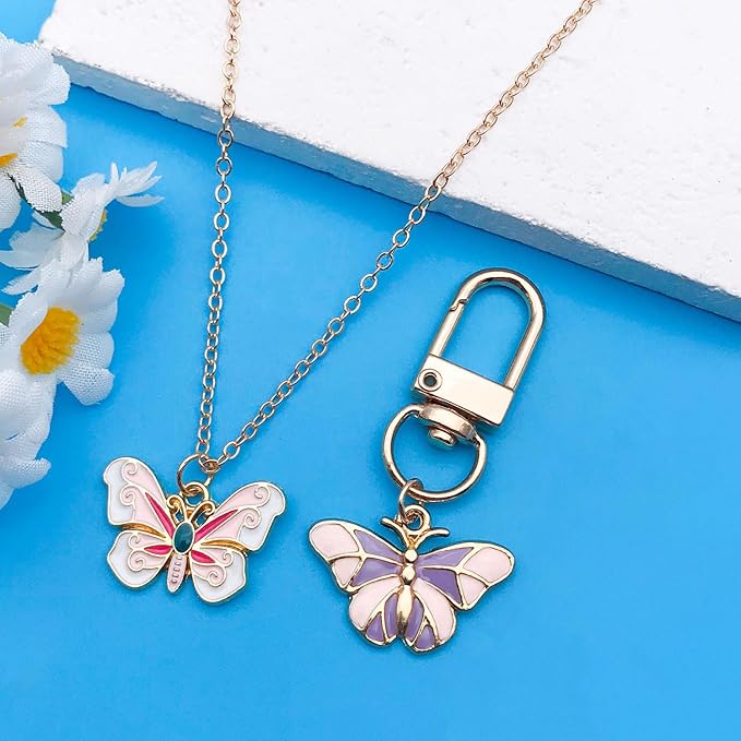 WOCRAFT 100pcs Assorted Enamel Butterfly Bracelet Charms for Jewelry Making DIY Necklace Bracelet Keychain Crafting Charms Kit (M771)