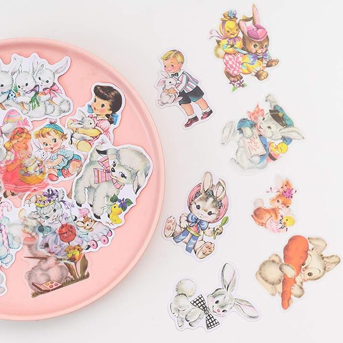 Alideco 80Pcs Vintage Vinyl Scrapbooking Stickers Packs, Funny Aesthetic Kawaii Stickers for Adult, for Girls Journaling Assorted Phone