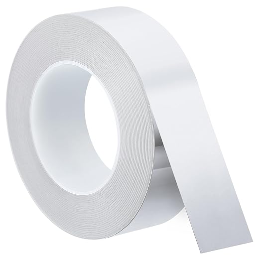 uxcell Metallic Tape, 1.57 in x 164 ft Self Adhesive Metalized Polyester Film Tape Waterproof Shiny Washi Tape for Walls Graphic Arts Gifts Wrapping Crafts Decoration, Gloss Silver
