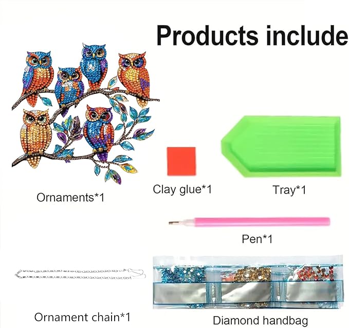 STGLCR Diamond Art Hanging Kit for Adult, Owl on Tree Painting Hanging Ornament Kit, Special Shaped Rhinestone,DIY Acrylic 5D Bird Diamond Art Window Pendants Home Garden Wall Kits Hanging Animal
