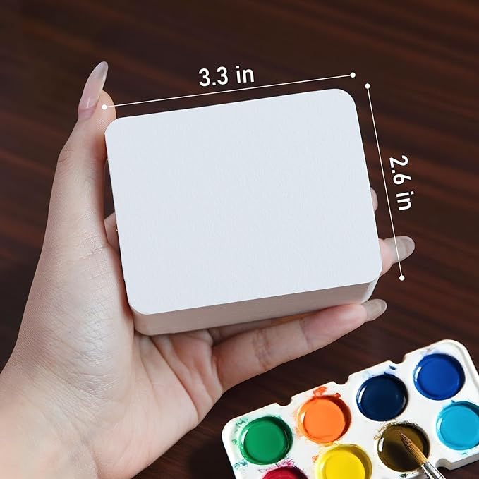 FLUNBRATO Mini Watercolor Sketchbook 80 Sheets, 2.6 x 3.3 Inch, 100% Cotton Mini Travel Watercolor Paper Book, Cold Press 140LB 300GSM, Two-Edge Glue Binding Small Compact Painting Notebook