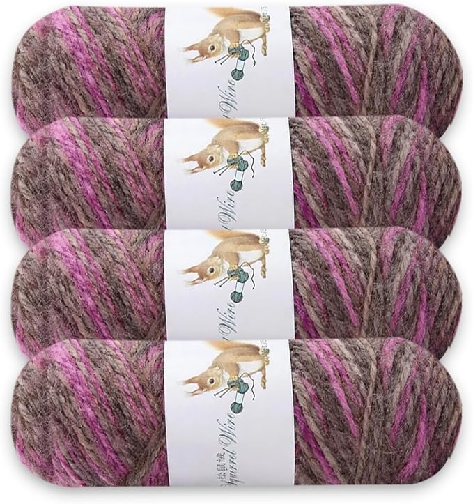 JAMIT Soft Crochet Yarn for Hand Knitting & Machine, Fluff Elastic Velvet Yarn for Crochet & Craft Projects, 4 Skeins, 75g/Skein, Multicolor