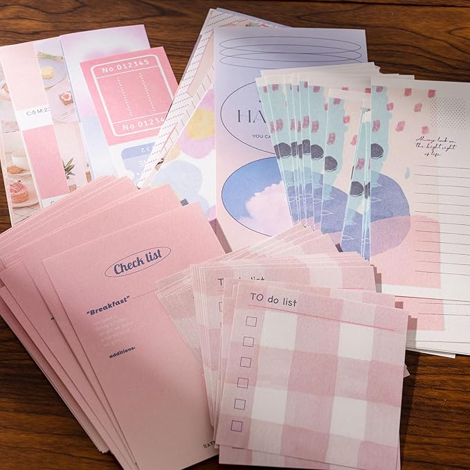 joychoic 348 pcs pink scrapbook supplies kit, dessert junk journal, scrapbooking and journaling materials, large aesthetic collection for women, stationery arts craft, adults daily