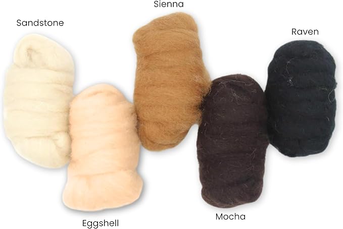 Corriedale Carded Sliver Wool Roving Variety Bundle | Best Core Wool for Needle Felting, Spinning, Wet Felting, Weaving, Dryer Balls, Yarn Roving - Ethically Sourced (Animal Classics)