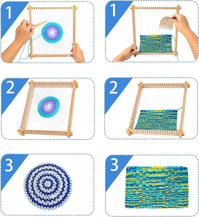 Lemonfilter Weaving Loom for Kids,10 x 11in Large Knitting Frame Arts and Crafts Wooden Weaving Loom Kit for Adult Beginners Gift for Birthday Ages 4 6 7 8-12