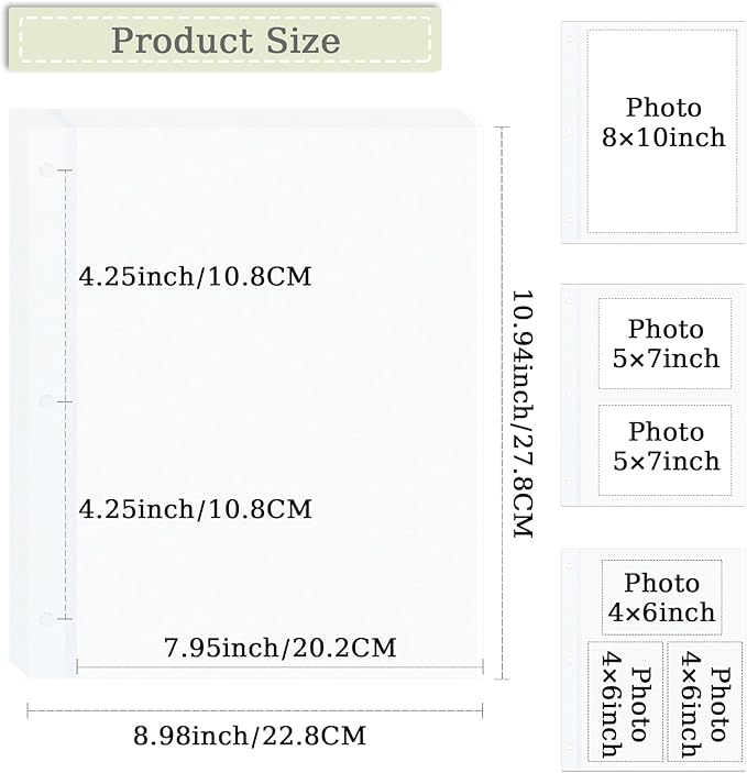 3 Ring Photo Album with Sticky Pages, Linen Scrapbook for Easy Customization - Perfect for 2x3, 4x6, 5x7, 8x10 Photos - 20 Sheets for Family Memories & Crafting