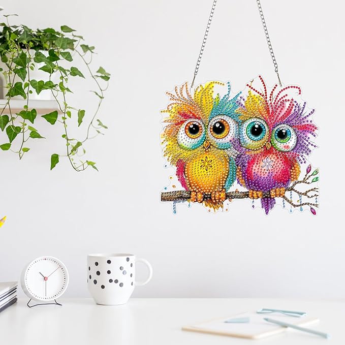 MAXBYE Hanging Diamond Art Kits for Adults Bird, Special Crystal Double Sided Pendant DIY Diamond Art Painting Kits for Beginners Gift Wall Home Decoration