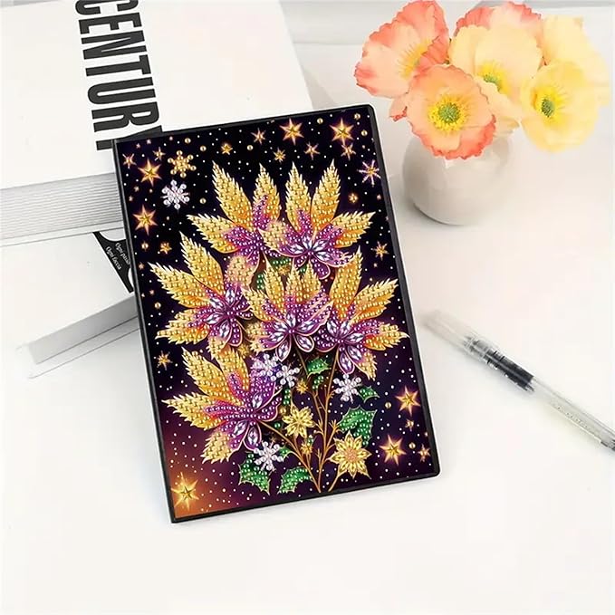 Diamond Painting Notebook for Adults, A5 Diamonds Art Journal and DIY Sketchbook, Diamond Art Kit Supplies,Gift for Beginners, Craft Lovers, Artists. (Maple Leaf)
