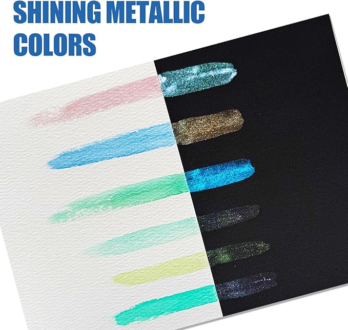 20 Colors Metallic Watercolor Paint Set Adult, Travel Painting Kit, Shifting Solid Glitter Watercolors Art Kits for Beginner, Gifts (St. Patrick's Day‌)