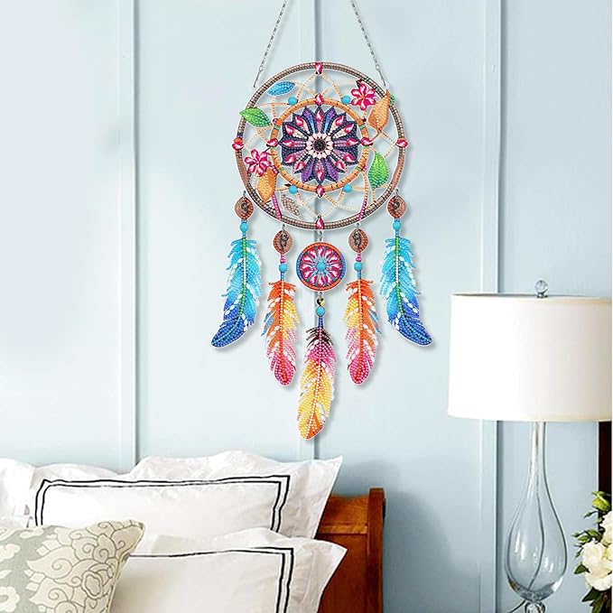 DIY Dream Catchers Diamond Painting Kit - Handmade Craft for Boho Decor, Symbol of Good Dreams & Positive Energy, All-Inclusive Crafts for Adults (Vibrant)