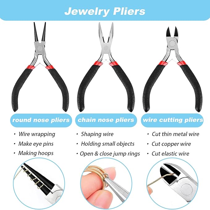 EUIQUE Jewelry Making Supplies Kits Repair Tools for Adults with Pliers, Wires, Necklace Chains, Findings and Helping Hands