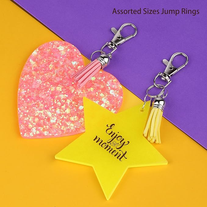 LEOBRO Jump Rings, 968pcs Keychain Making Kit, Keychain Clip and Key Ring, Key Chain Rings, Lobster Claw Clasps for Keychains, Charm Bracelet Jewelry, Silver
