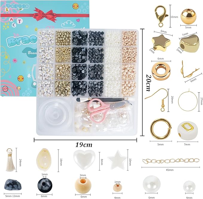 toipinio bracelet making kit jewelry making supplies kit natural stone beads for irregular natural stone with for diy craft friendship bracelet/necklace/earrings for adults (snowflake obsidian)