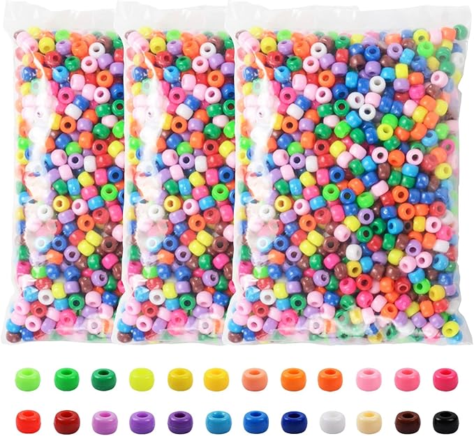 simetufy 3600pcs pony beads bulk, 24 assorted colors rainbow plastic beads for hair braiding friendship bracelets diy crafting kandi jewelry making