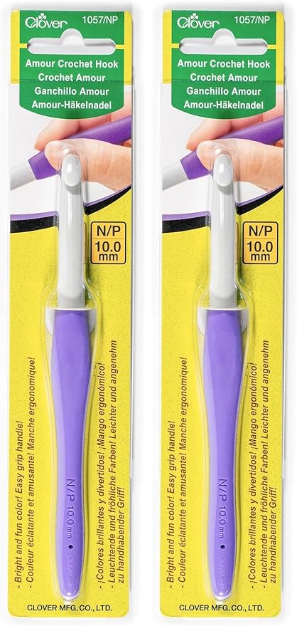 Clover 1057/NP Amour Crochet Hook, Size N/P/10.0mm (Pack of 2)