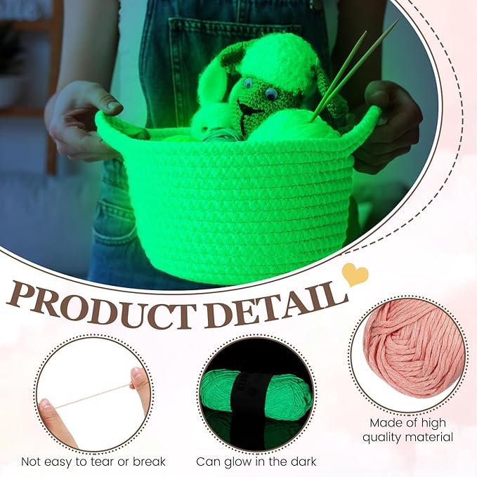 WILLBOND 5 Rolls Glow in The Dark Magic Yarn Luminous Neon Crochet Yarn for Crocheting DIY Knitting Glow Fingering Sewing Supplies for Crafts Sewing Party 54.7 yd Per Roll (Vivid Colors)