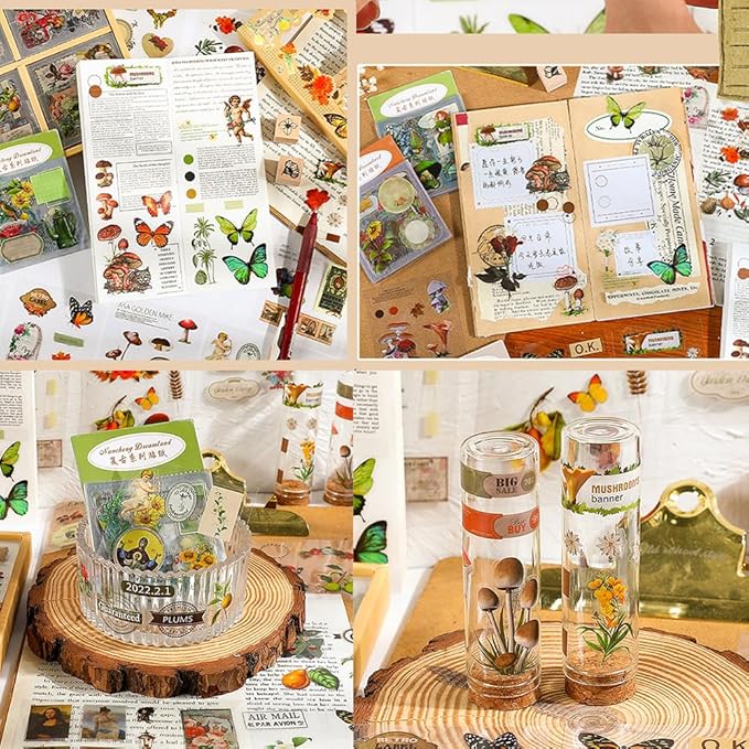 510PCS Scrapbook Kits for Adults, Vintage Aesthetic Journaling Stickers Ephemera for Junk Journal Supplies, 100 Sheets Diecut PET Scarpbook Stickers for Scrap Booking Supples, Bujo, DIY Crats Ars