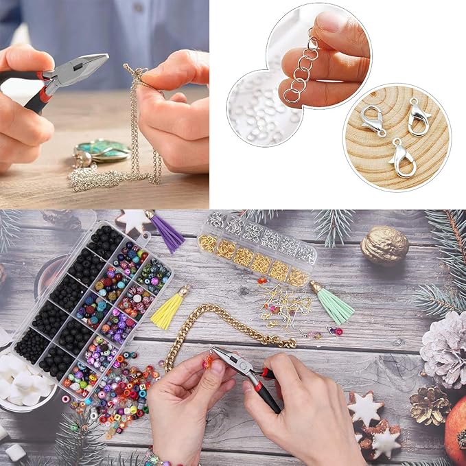 EuTengHao 1504Pcs Gold Open Jump Ring and Lobster Clasps Kit - Jewelry Making Repair Supplies with Pliers and Tweezers