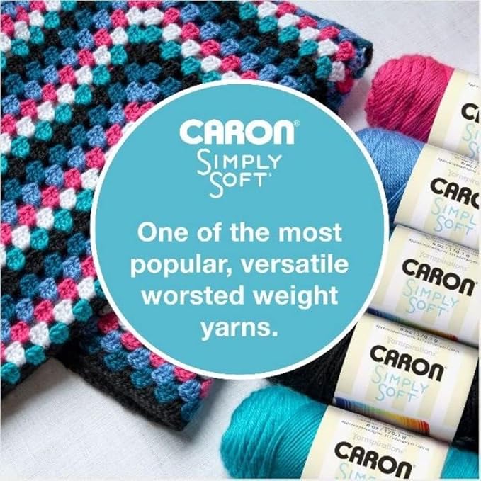 Caron Simply Soft Party Yarn, 3 oz, Medium Worsted 4 Gauge, - Black - For Crochet, Knitting & Crafting